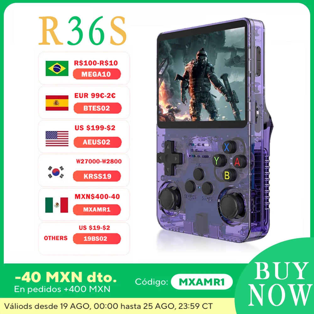 R36S Retro Handheld Video Game Console Linux System 3.5-inch IPS