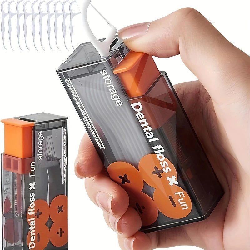 Portable Floss Dispenser Includes 10Pcs Floss Automatic Ejectable