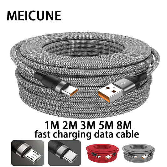 6A USB TYPE C/Micro USB Fast Charge Cable 3m 5 Meters USB C Android