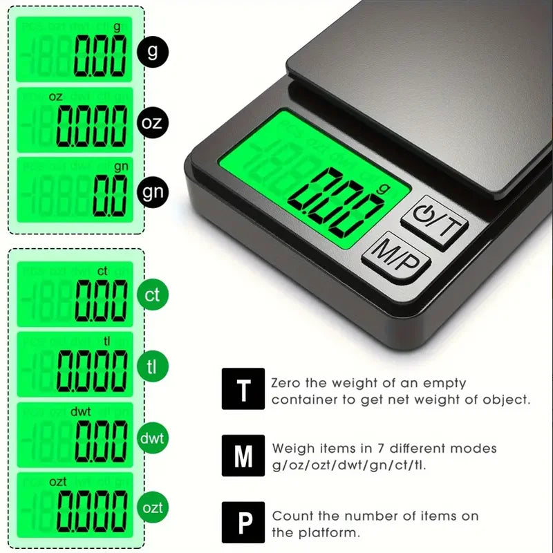 Precision Pocket Scale 1000g X 0.1g - Digital Gram Food Jewelry